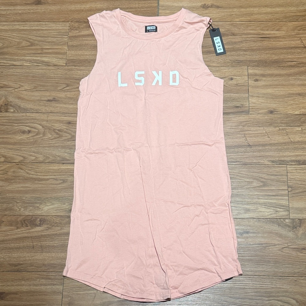 NWT LSKD Pink Sleeveless Dress with Logo